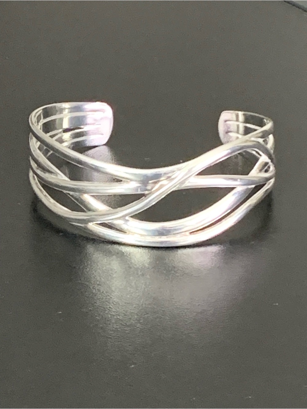 Vintage 925 Sterling Silver Rhodium Plated Bangle Bracelet 7.1/2” - 33g
